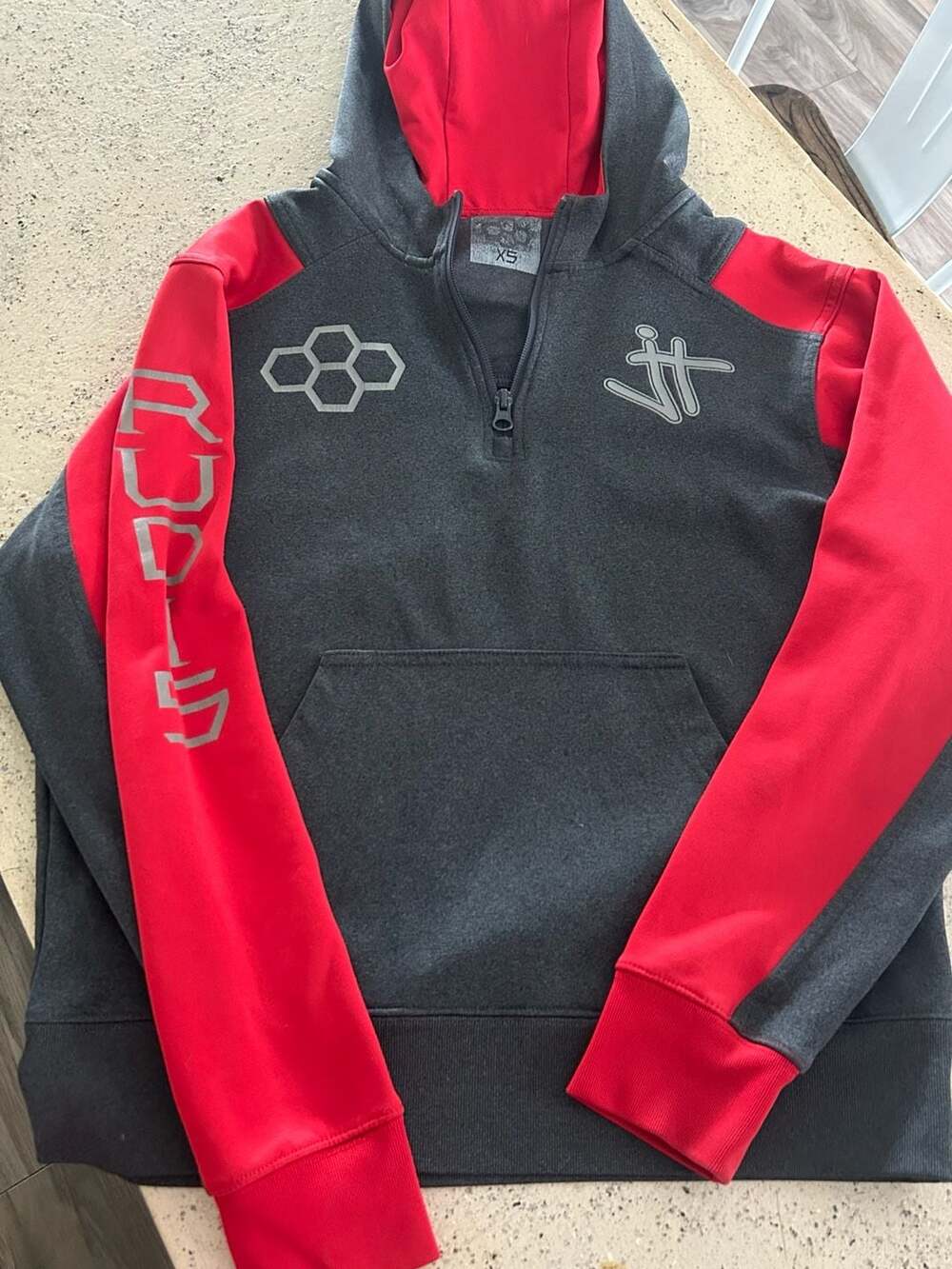 Rudis Custom Wrestling JT 1/4 Zip Performance Hoodie Red/Charcoal